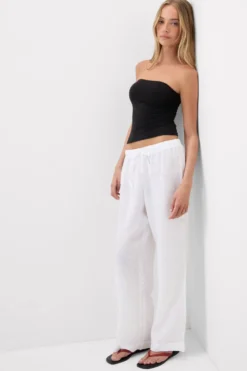 Legginsy / Spodnie|Len>Intimissimi Długie spodnie z Troczkiem z Płótna Lnianego The Pure Linen biały - 001 - biały