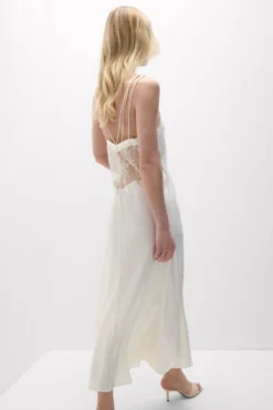 Halki / Babydoll|Lingerie>Intimissimi Długi Halka z Jedwabiu i Koronki My Forever Love kremowy - 2127 - talkowy