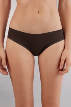 Figi|Bawełna>Intimissimi Figi bezszwowe bawełniane brązowy - 705j - brąz mokka