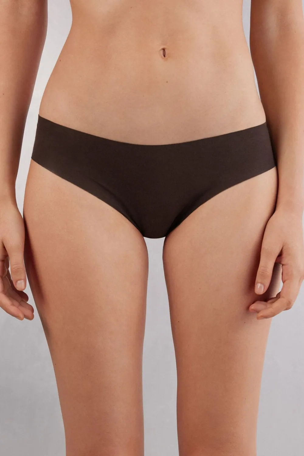 Figi|Bawełna>Intimissimi Figi bezszwowe bawełniane brązowy - 705j - brąz mokka
