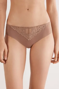 Figi|Bawełna>Intimissimi Figi Bezszwowe Bawełniane Pretty Flowers naturalny - 502i - caramel