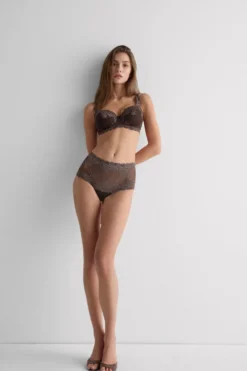 Bokserki|Z Wysokim Stanem>Intimissimi Figi Brazylijskie Culotte Pretty Flowers - 705j - brąz mokka