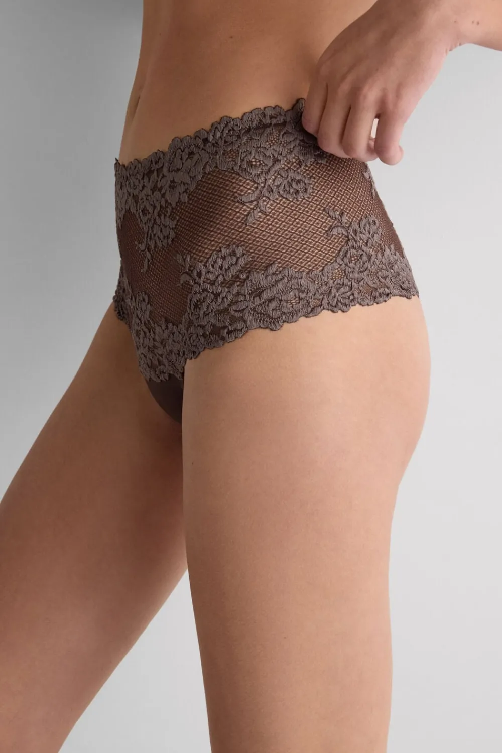 Bokserki|Z Wysokim Stanem>Intimissimi Figi Brazylijskie Culotte Pretty Flowers - 705j - brąz mokka