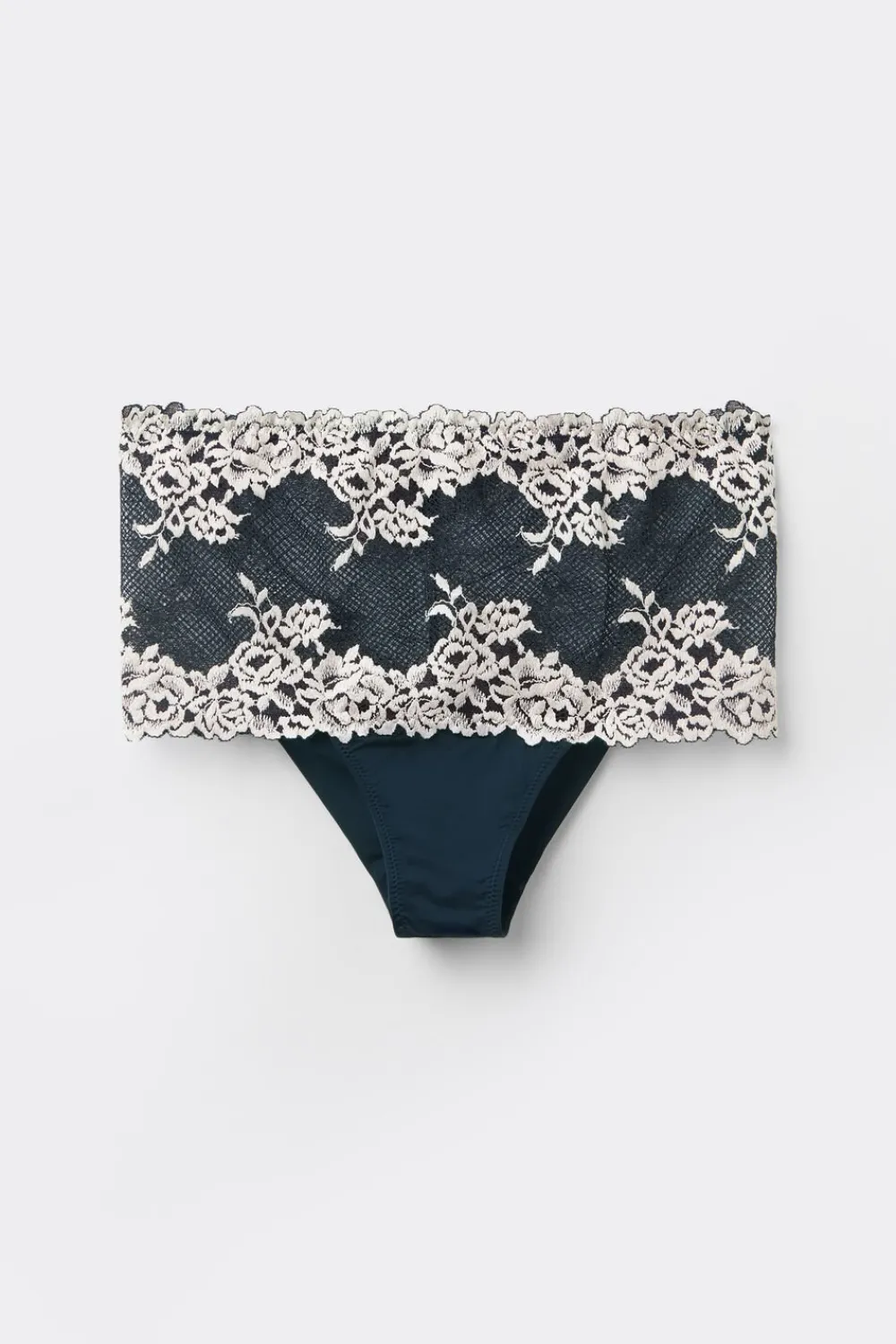 Bokserki|Z Wysokim Stanem>Intimissimi Figi Brazylijskie Culotte Pretty Flowers kremowy - 347i - blu intenso/vaniglia