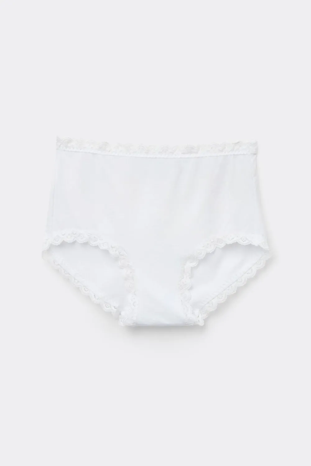 Bokserki|Z Wysokim Stanem>Intimissimi Figi Culotte z Wysokim Stanem z Bawełny i Koronki biały - 001 - biały