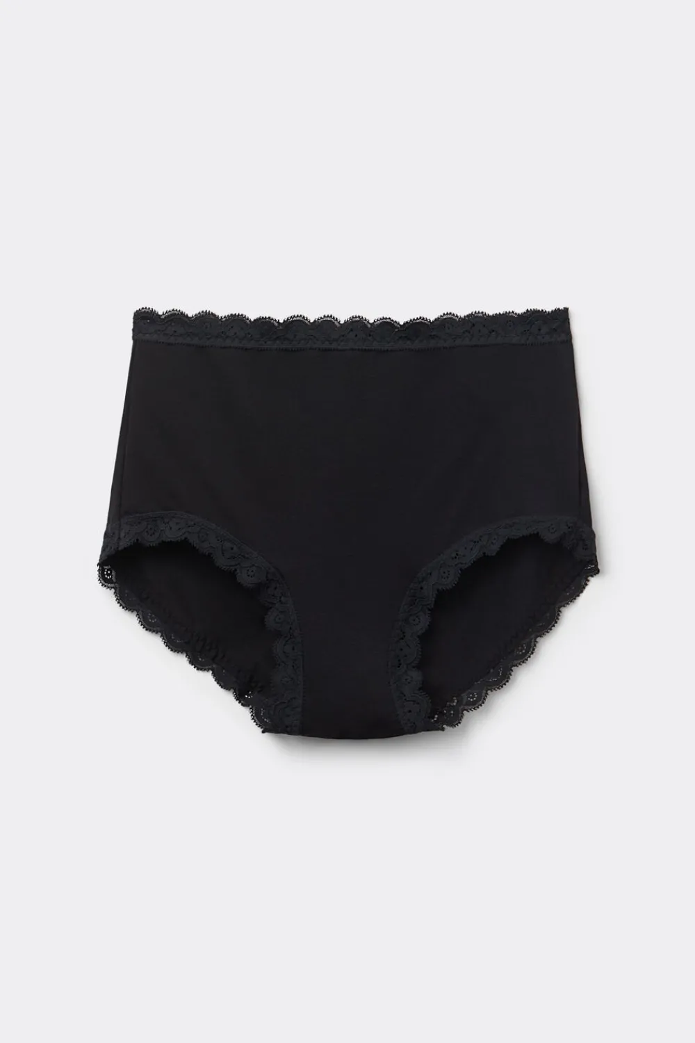 Bokserki|Z Wysokim Stanem>Intimissimi Figi Culotte z Wysokim Stanem z Bawełny i Koronki czarny - 019 - czarny
