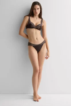 Figi|Koronka>Intimissimi Figi Damskie z Niskim Stanem Pretty Flowers - 705j - brąz mokka