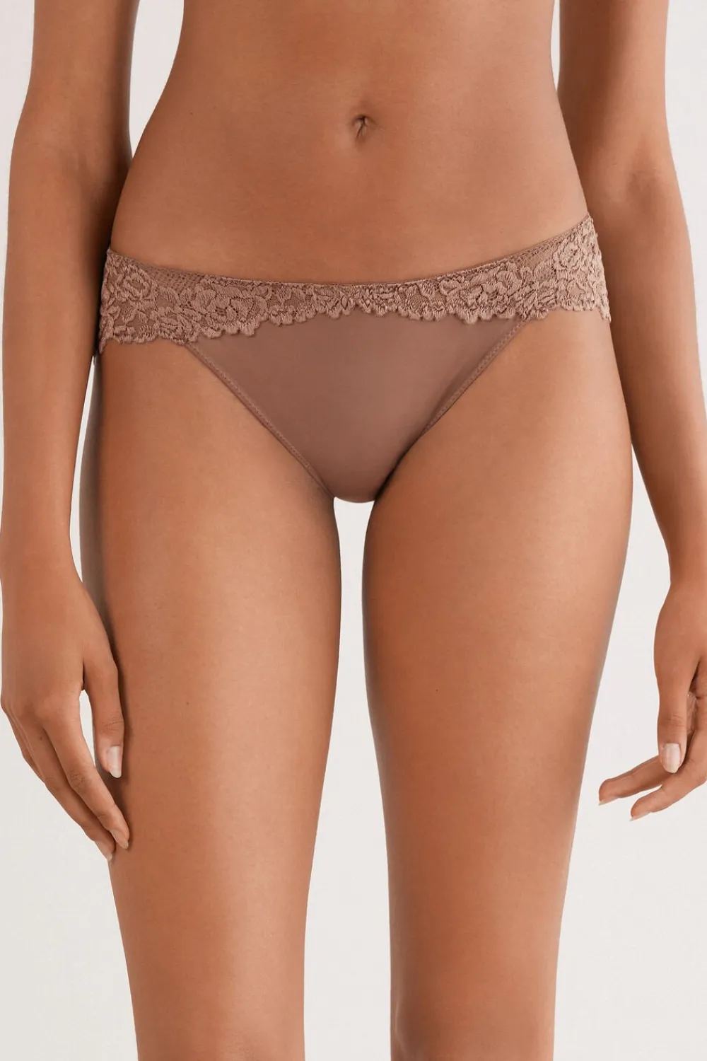 Figi|Koronka>Intimissimi Figi Damskie z Niskim Stanem Pretty Flowers naturalny - 502i - caramel