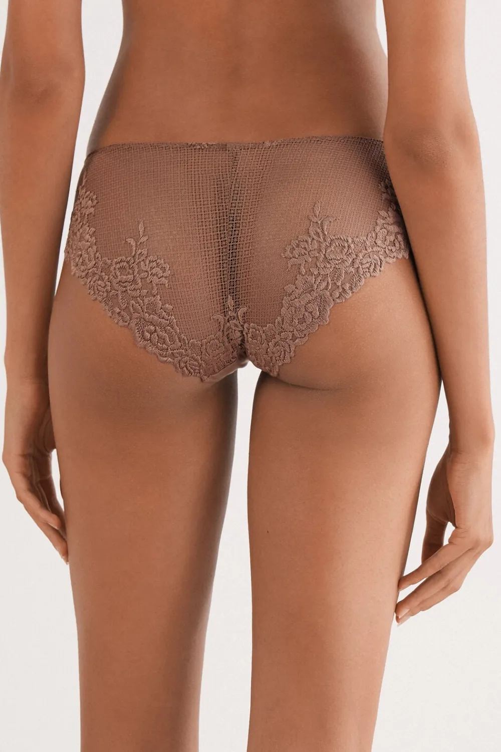 Figi|Koronka>Intimissimi Figi Damskie z Niskim Stanem Pretty Flowers naturalny - 502i - caramel