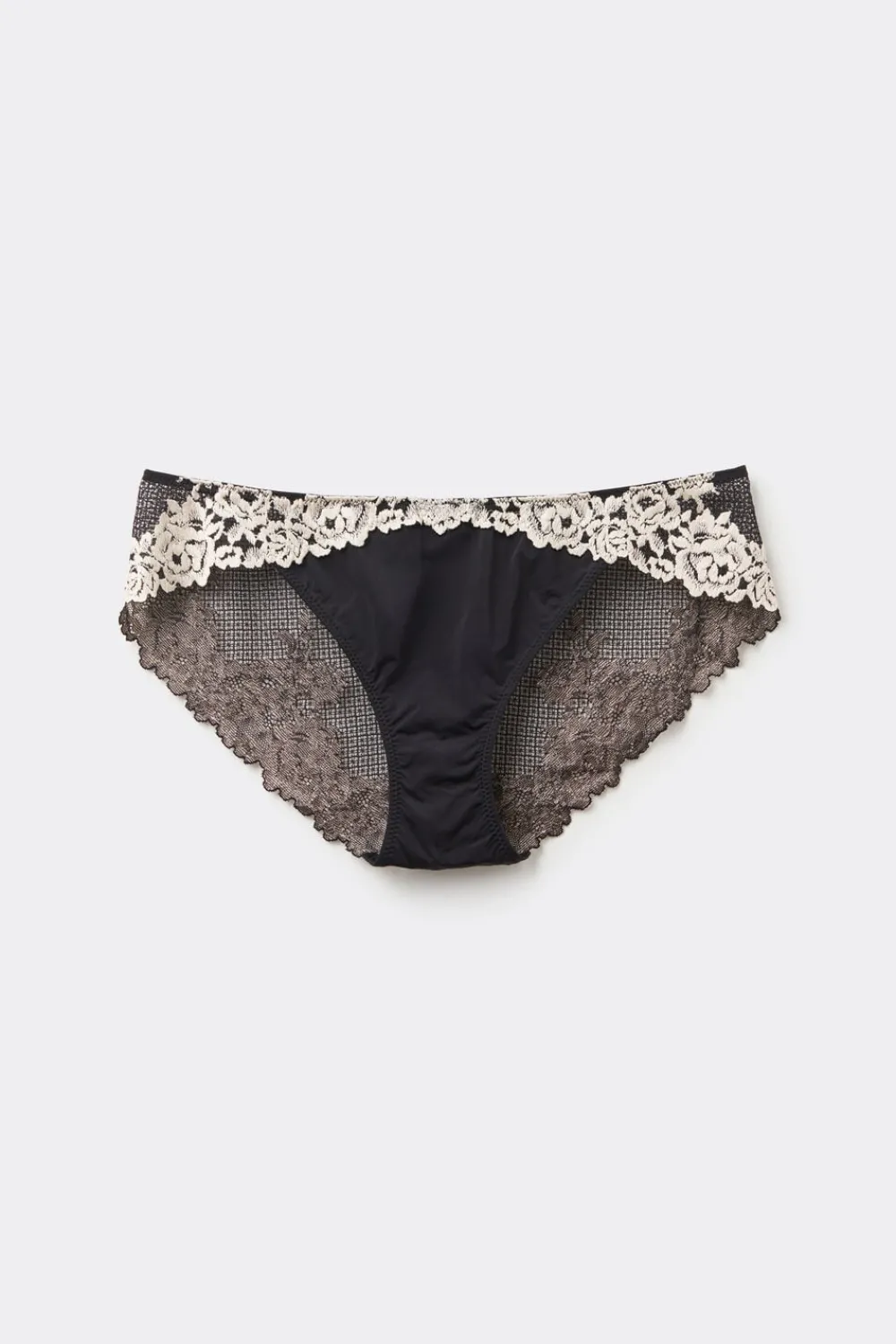 Figi|Koronka>Intimissimi Figi Damskie z Niskim Stanem Pretty Flowers wielobarwny - 9887 - nero/ivory