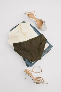Figi|Bawełna>Intimissimi Figi z Bawełny i Koronki zielony - 660j - safari green