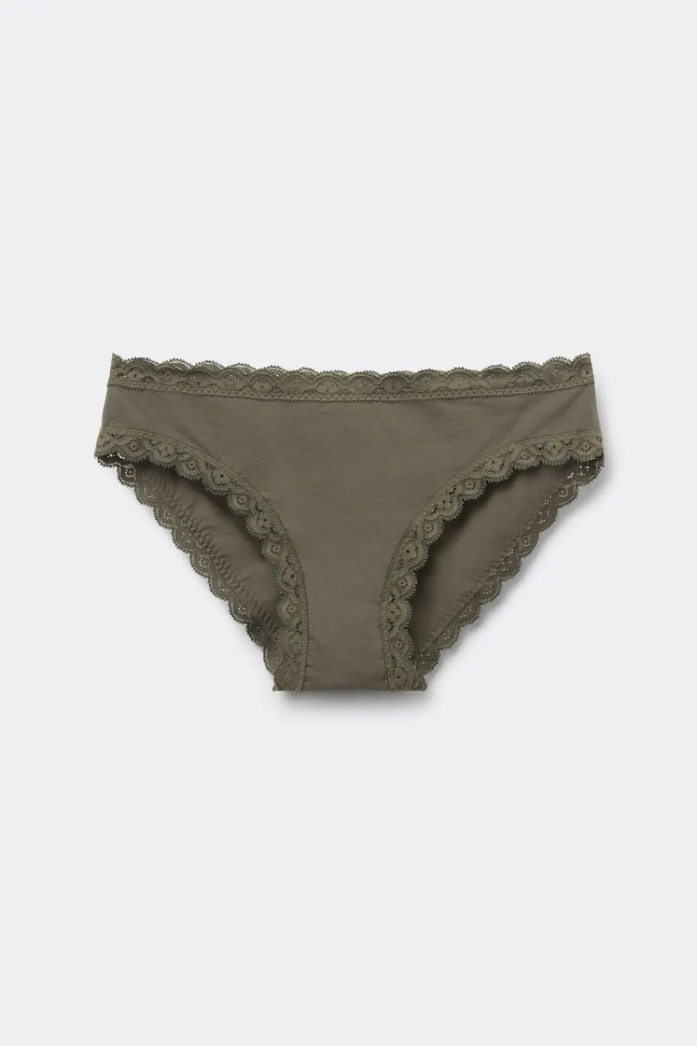 Figi|Bawełna>Intimissimi Figi z Bawełny i Koronki zielony - 660j - safari green