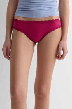 Figi|Bawełna>Intimissimi Figi z Bawełny i Koronki różowy - 110k - cherry pink
