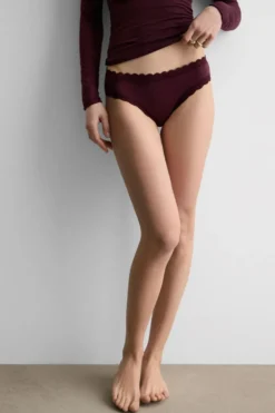 Figi|Bawełna>Intimissimi Figi z Bawełny i Koronki - 028k - dark burgundy