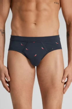 Slipy|Bawełna Superior>Intimissimi Figi z Bawełny Superior z Nadrukiem w Papryczki Chili niebieski - 800 - blu notte
