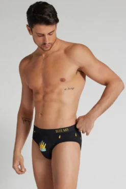 Slipy|Bawełna Superior>Intimissimi Figi z Bawełny Superior z Nadrukiem w Butelki Piwa czarny - 019 - czarny