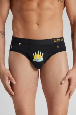 Slipy|Bawełna Superior>Intimissimi Figi z Bawełny Superior z Nadrukiem w Butelki Piwa czarny - 019 - czarny
