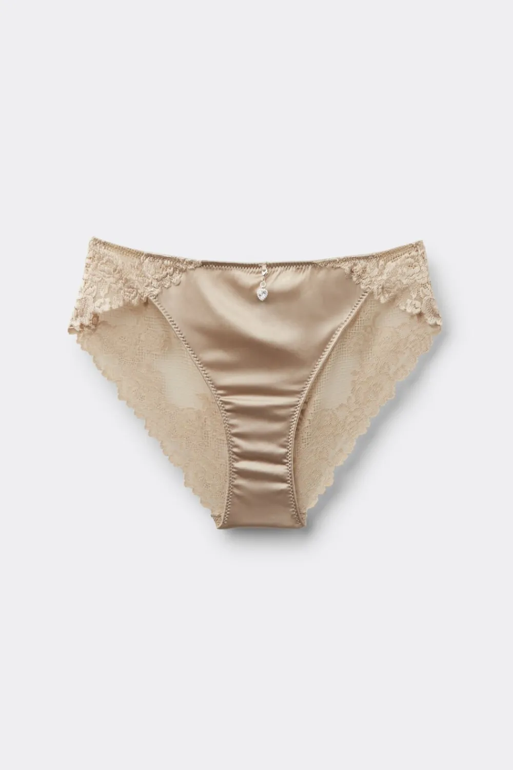 Figi|Jedwab>Intimissimi Figi z Jedwabiu i Koronki Silky Flowers naturalny - 447j - mandorla beige