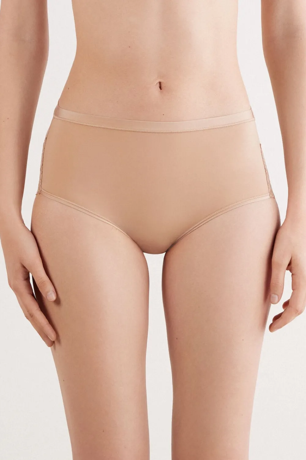 Figi|Z Wysokim Stanem>Intimissimi Figi z Wysokim Stanem z Mikrofibry i Koronki naturalny - 044 - honey