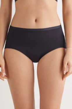 Figi|Z Wysokim Stanem>Intimissimi Figi z Wysokim Stanem z Mikrofibry i Koronki czarny - 019 - czarny
