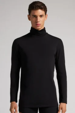 Bluzki Z Długim Rękawem|Wełna Merino>Intimissimi Golf męski z wełny merino czarny - 019 - czarny