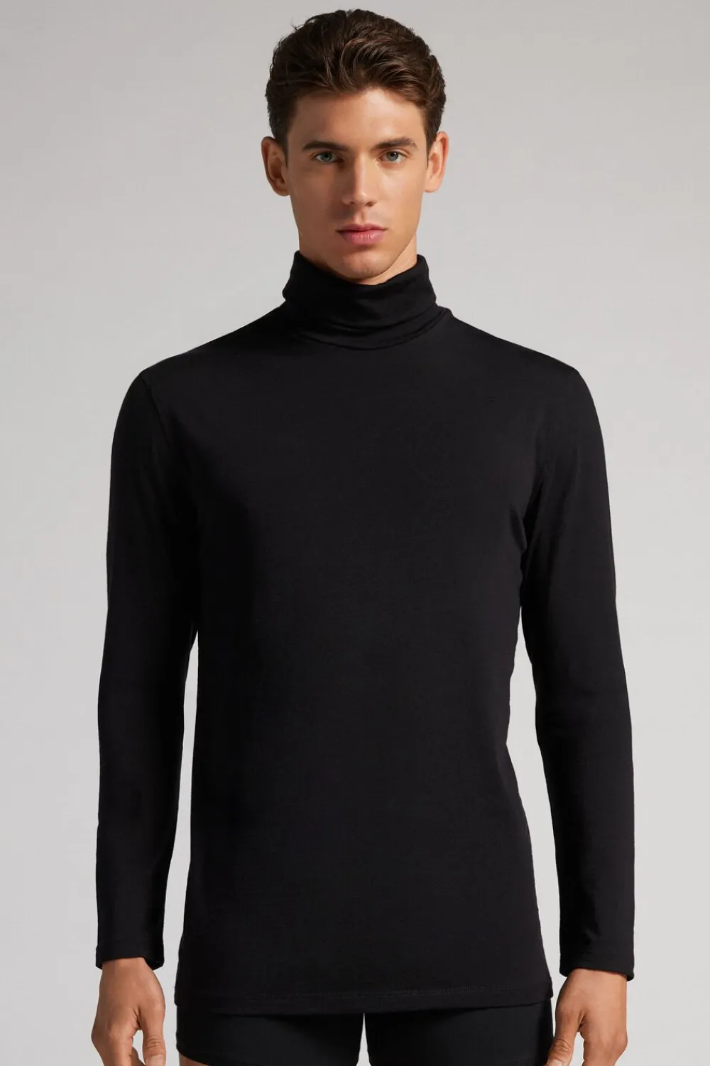 Bluzki Z Długim Rękawem|Wełna Merino>Intimissimi Golf męski z wełny merino czarny - 019 - czarny