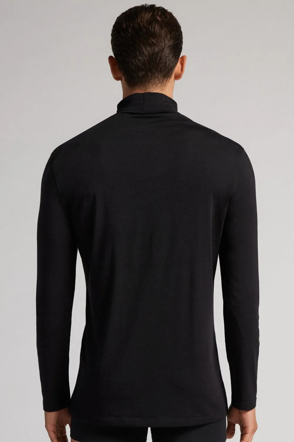 Bluzki Z Długim Rękawem|Wełna Merino>Intimissimi Golf męski z wełny merino czarny - 019 - czarny