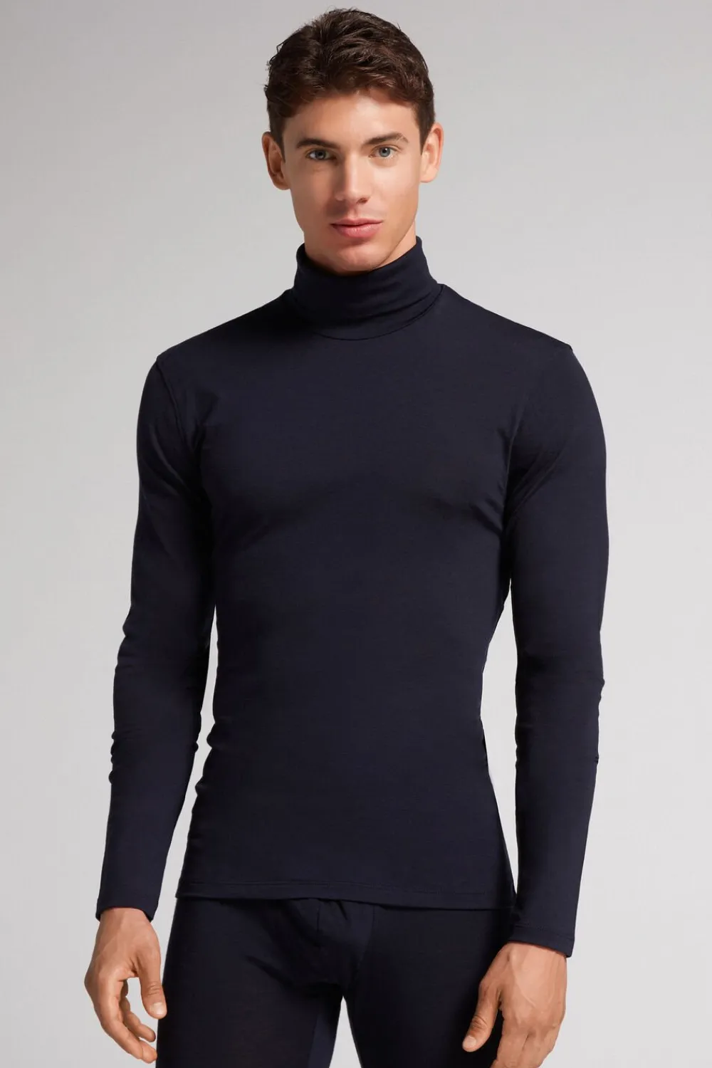 Bluzki Z Długim Rękawem|Wełna Merino>Intimissimi Golf męski z wełny merino niebieski - 800 - blu notte