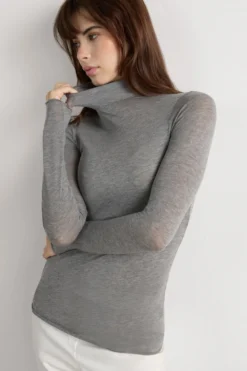 Bluzki Z Długim Rękawem|Z Golfem>Intimissimi Golf Ultralight z kaszmirem i modalem szary - 456j - medium grey mel