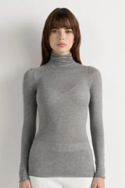 Bluzki Z Długim Rękawem|Z Golfem>Intimissimi Golf Ultralight z kaszmirem i modalem szary - 456j - medium grey mel