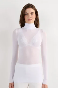 Bluzki Z Długim Rękawem|Z Golfem>Intimissimi Golf Ultralight z kaszmirem i modalem biały - 001 - biały