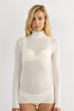 Bluzki Z Długim Rękawem|Z Golfem>Intimissimi Golf Ultralight z kaszmirem i modalem kremowy - 231i - vaniglia