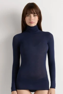 Bluzki Z Długim Rękawem|Z Golfem>Intimissimi Golf Ultralight z kaszmirem i modalem niebieski - 1467 - intensywny niebieski