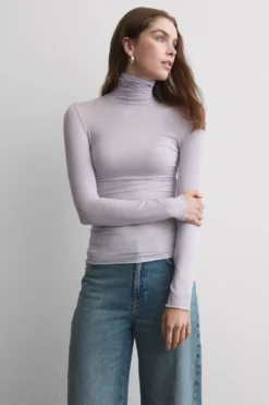 Bluzki Z Długim Rękawem|Ultralight Z Kaszmirem>Intimissimi Golf Ultralight z kaszmirem i modalem fioletowy - 056k - quartz lilac