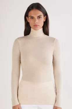 Bluzki Z Długim Rękawem|Z Golfem>Intimissimi Golf Ultralight z kaszmirem i modalem beige - 036k - beige melange