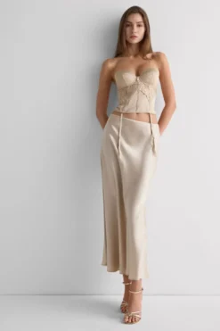 Gorsety|Jedwab>Intimissimi Gorset z Biustonoszem Anna Silky Flowers naturalny - 447j - mandorla beige