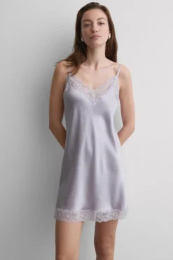 Halki / Babydoll|Spódnice /Sukienki>Intimissimi Halka z jedwabiu z koronką fioletowy - 056k - quartz lilac