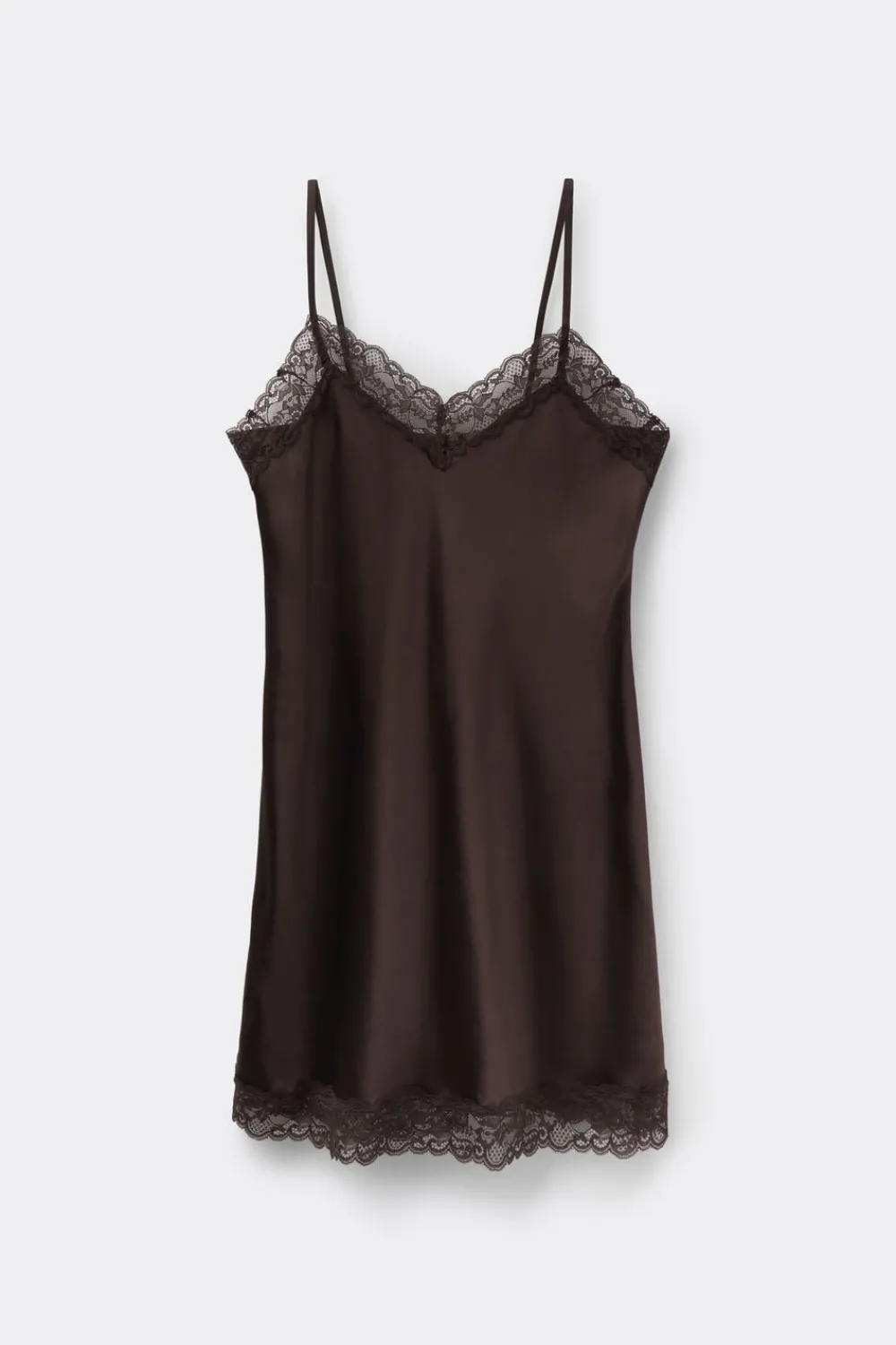 Halki / Babydoll|Spódnice /Sukienki>Intimissimi Halka z jedwabiu z koronką brązowy - 705j - brąz mokka