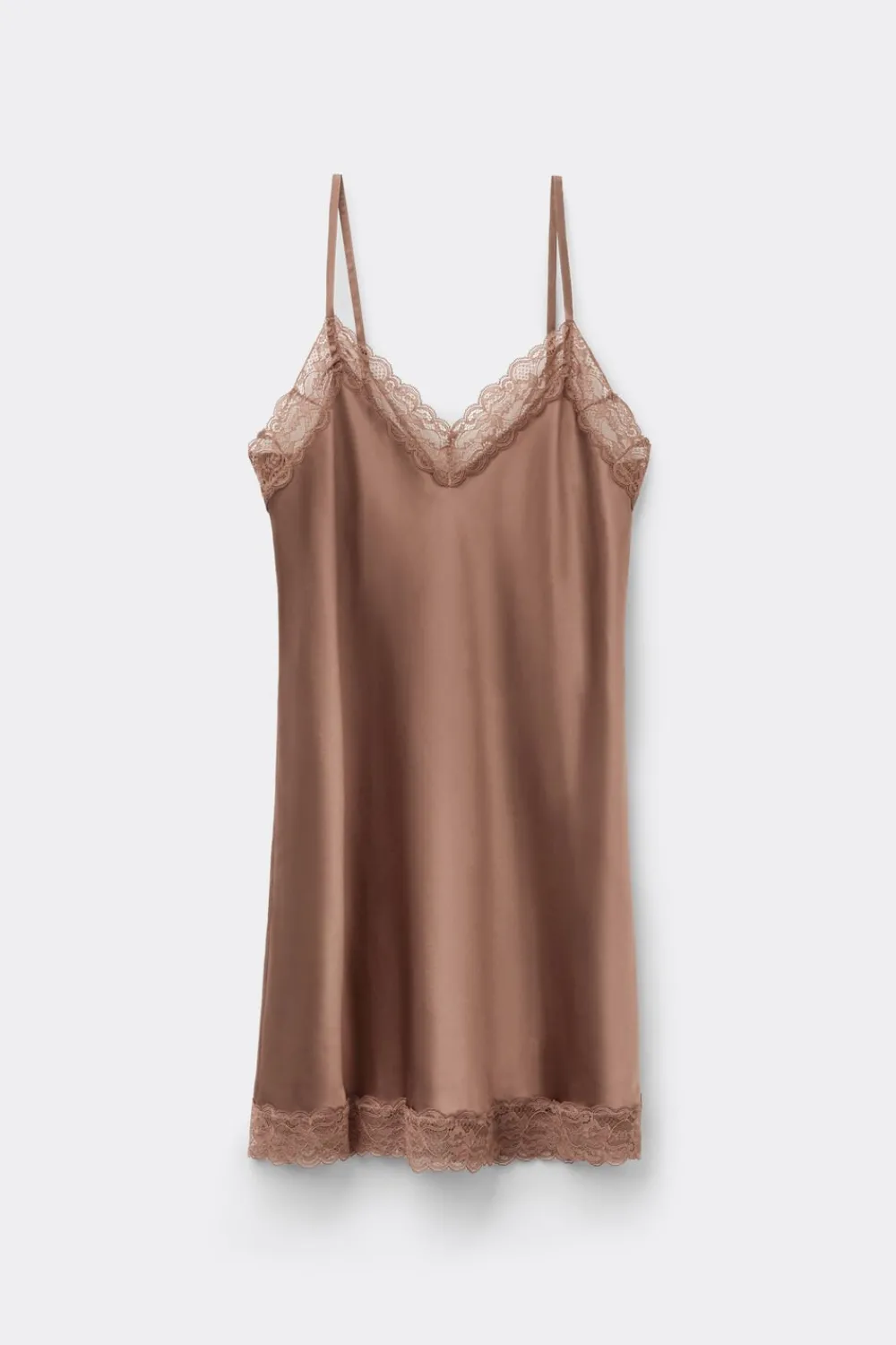 Halki / Babydoll|Spódnice /Sukienki>Intimissimi Halka z jedwabiu z koronką naturalny - 502i - caramel