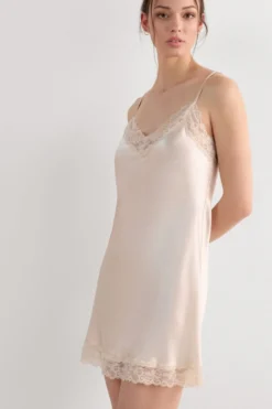 Halki / Babydoll|Spódnice /Sukienki>Intimissimi Halka z jedwabiu z koronką naturalny - 2280 - cream