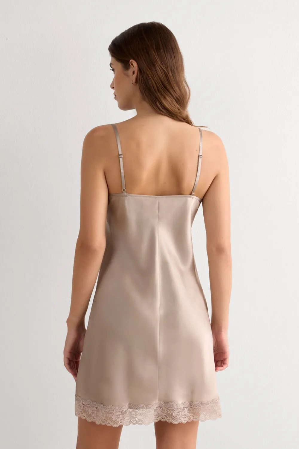 Halki / Babydoll|Spódnice /Sukienki>Intimissimi Halka z jedwabiu z koronką naturalny - 651i - dust beige