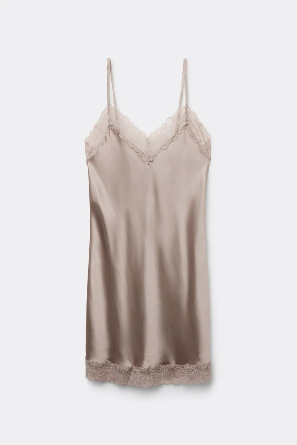 Halki / Babydoll|Spódnice /Sukienki>Intimissimi Halka z jedwabiu z koronką naturalny - 651i - dust beige