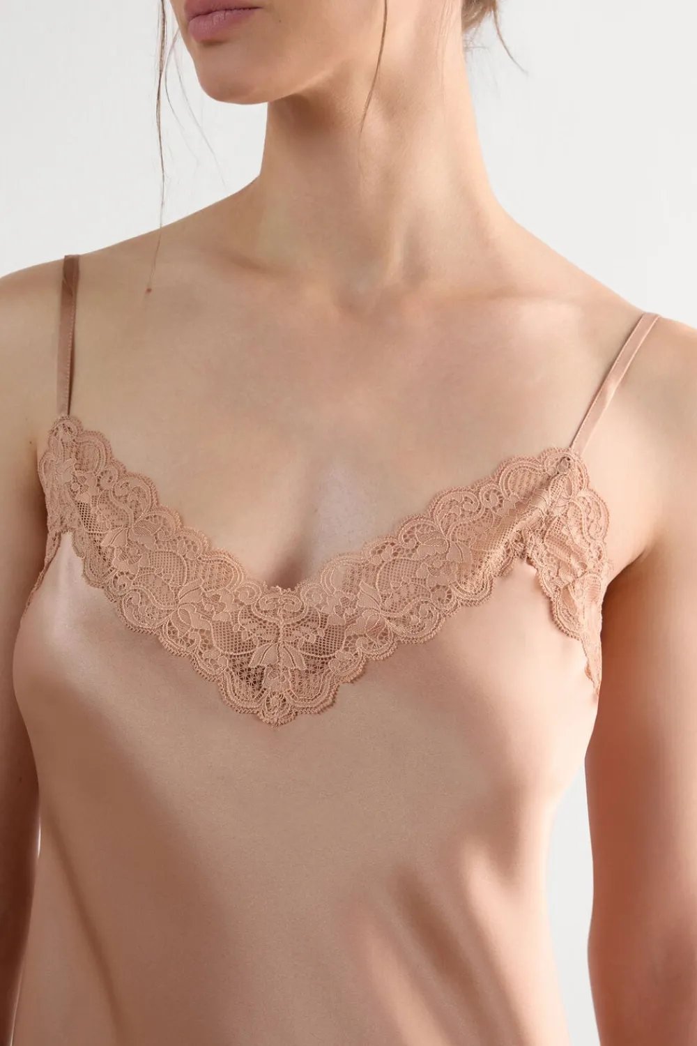Halki / Babydoll|Spódnice /Sukienki>Intimissimi Halka z jedwabiu z koronką naturalny - 163i - rose satin