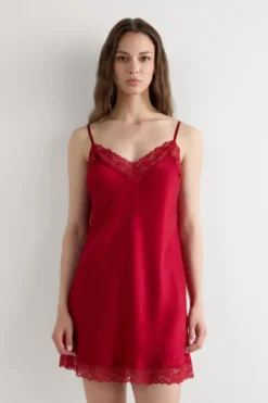 Halki / Babydoll|Spódnice /Sukienki>Intimissimi Halka z jedwabiu z koronką czerwony - 1473 - czerwony