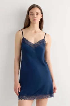 Halki / Babydoll|Spódnice /Sukienki>Intimissimi Halka z jedwabiu z koronką niebieski - 1467 - intensywny niebieski