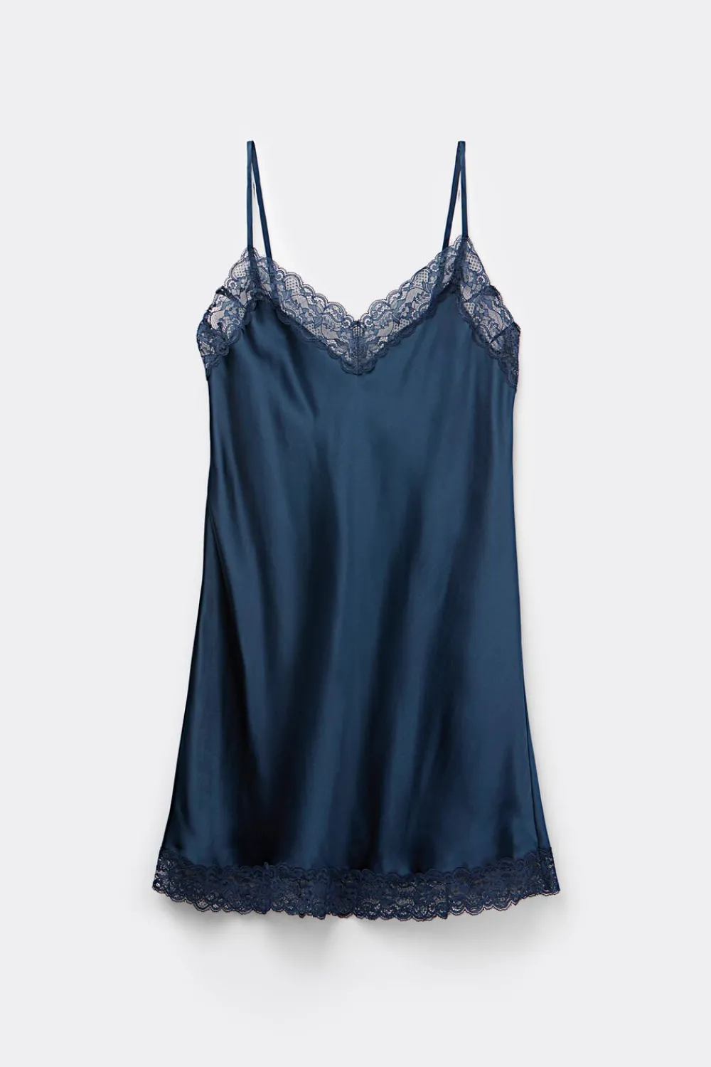Halki / Babydoll|Spódnice /Sukienki>Intimissimi Halka z jedwabiu z koronką niebieski - 1467 - intensywny niebieski