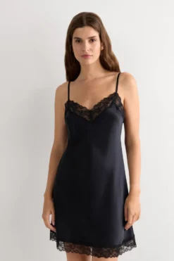 Halki / Babydoll|Spódnice /Sukienki>Intimissimi Halka z jedwabiu z koronką - 019 - czarny