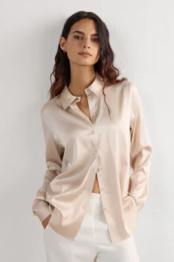 Koszule / Bluzki|Jedwab>Intimissimi Jedwabna Koszula naturalny - 2280 - cream