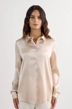 Koszule / Bluzki|Jedwab>Intimissimi Jedwabna Koszula naturalny - 2280 - cream