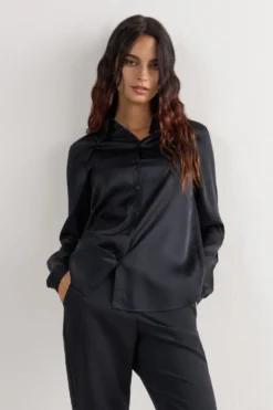Koszule / Bluzki|Jedwab>Intimissimi Jedwabna Koszula czarny - 019 - czarny